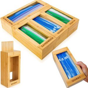 Plastic Baggie Holder, Dispenser, and Container for Kitchen Drawer and Cabinet